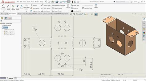 solidworks unfold sheet metal drawing|solidworks sheet metal drawing pattern.